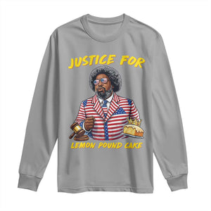 Justice for Lemon Pound Cake Funny Viral Meme Long Sleeve Shirt Edgy Hip Hop Humor Parody Gift for Rap Fans TS02 Sport Gray Print Your Wear