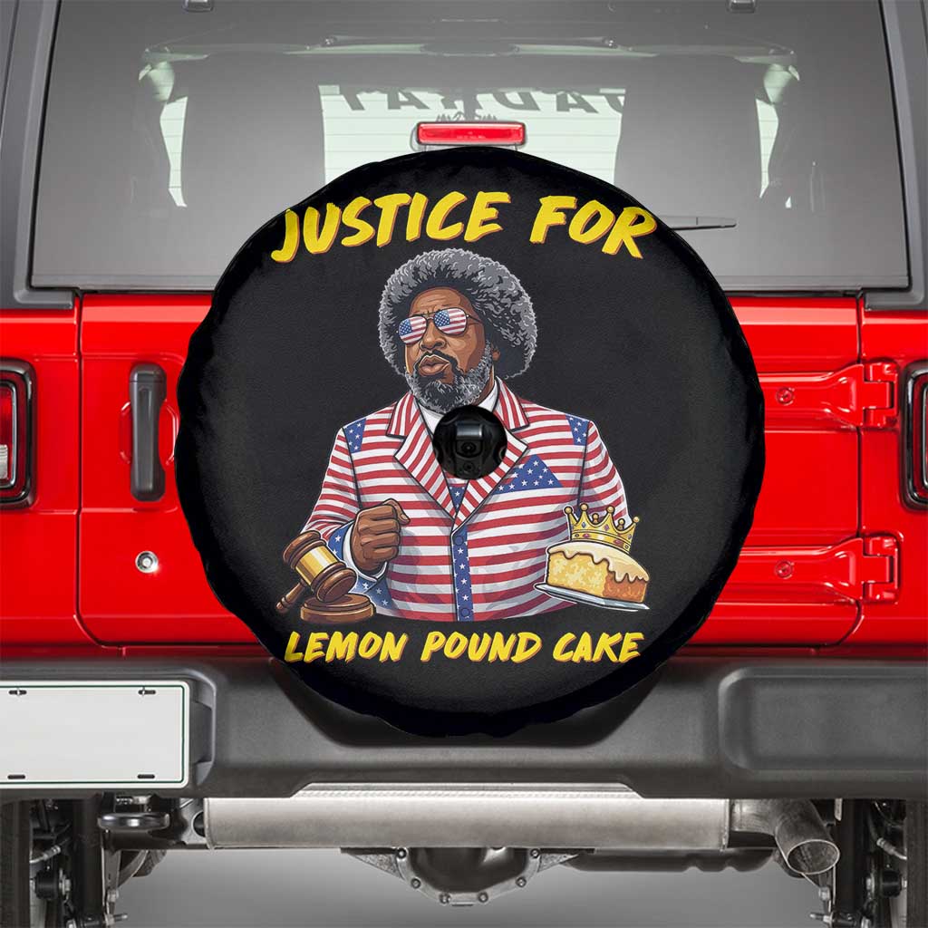 Justice for Lemon Pound Cake Funny Viral Meme Spare Tire Cover Edgy Hip Hop Humor Parody Gift for Rap Fans TS02 Black Print Your Wear