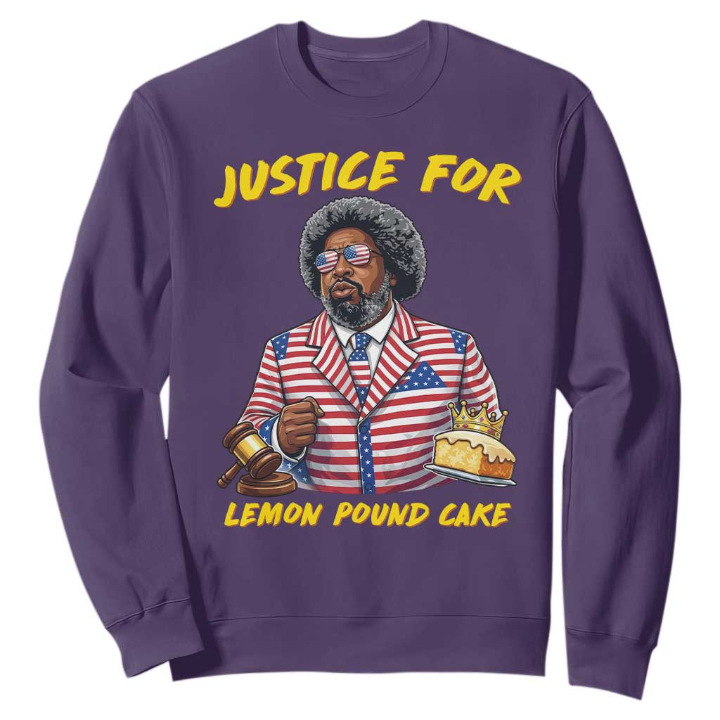 Justice for Lemon Pound Cake Funny Viral Meme Sweatshirt Edgy Hip Hop Humor Parody Gift for Rap Fans TS02 Purple Print Your Wear