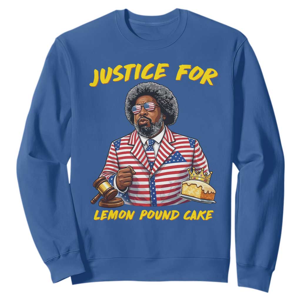 Justice for Lemon Pound Cake Funny Viral Meme Sweatshirt Edgy Hip Hop Humor Parody Gift for Rap Fans TS02 Royal Blue Print Your Wear