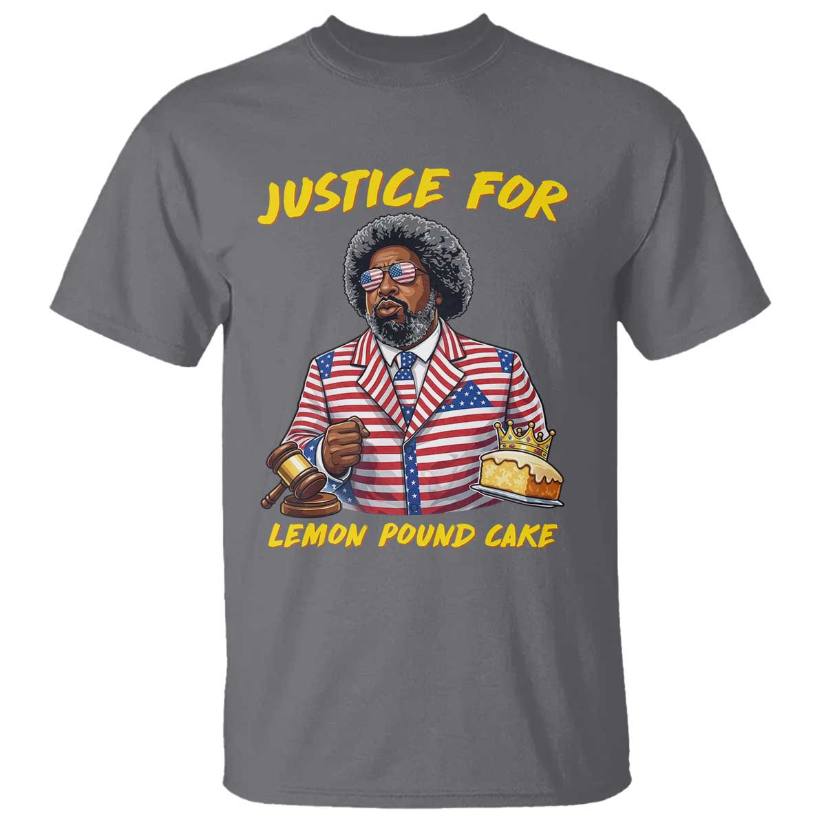 Justice for Lemon Pound Cake Funny Viral Meme T Shirt - Edgy Hip Hop Humor Parody Gift for Rap Fans TS02 Charcoal Print Your Wear