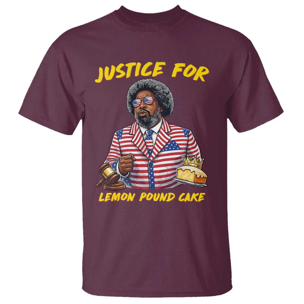 Justice for Lemon Pound Cake Funny Viral Meme T Shirt - Edgy Hip Hop Humor Parody Gift for Rap Fans TS02 Maroon Print Your Wear