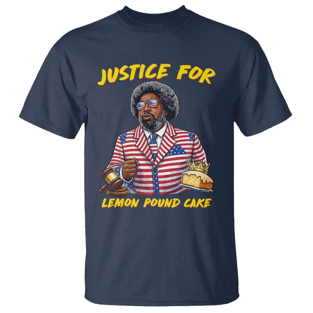 Justice for Lemon Pound Cake Funny Viral Meme T Shirt - Edgy Hip Hop Humor Parody Gift for Rap Fans TS02 Navy Print Your Wear