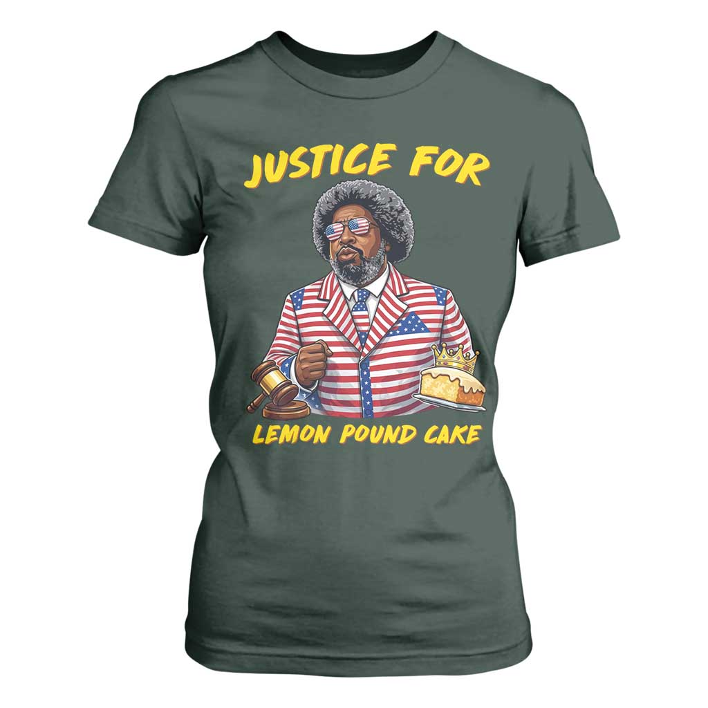 Justice for Lemon Pound Cake Funny Viral Meme T Shirt For Women Edgy Hip Hop Humor Parody Gift for Rap Fans TS02 Dark Forest Green Print Your Wear