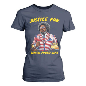 Justice for Lemon Pound Cake Funny Viral Meme T Shirt For Women Edgy Hip Hop Humor Parody Gift for Rap Fans TS02 Navy Print Your Wear