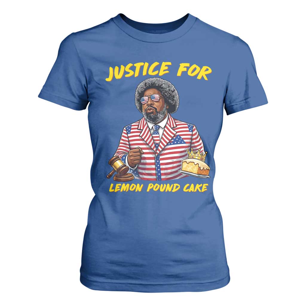 Justice for Lemon Pound Cake Funny Viral Meme T Shirt For Women Edgy Hip Hop Humor Parody Gift for Rap Fans TS02 Royal Blue Print Your Wear