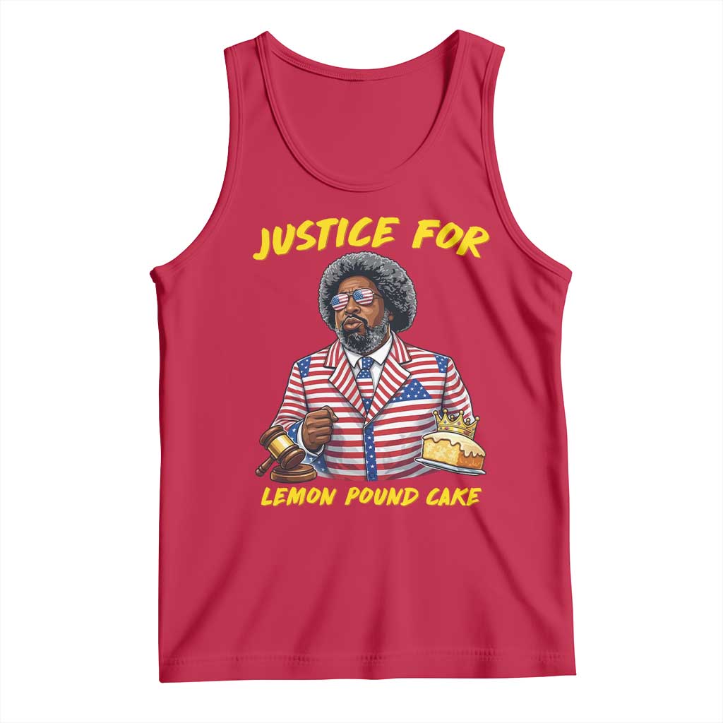 Justice for Lemon Pound Cake Funny Viral Meme Tank Top Edgy Hip Hop Humor Parody Gift for Rap Fans TS02 Red Print Your Wear
