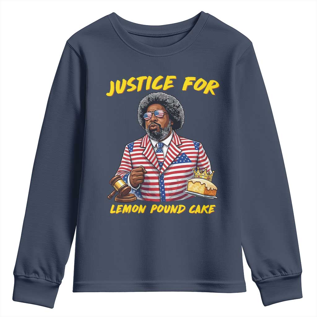 Justice for Lemon Pound Cake Funny Viral Meme Youth Sweatshirt Edgy Hip Hop Humor Parody Gift for Rap Fans TS02 Navy Print Your Wear