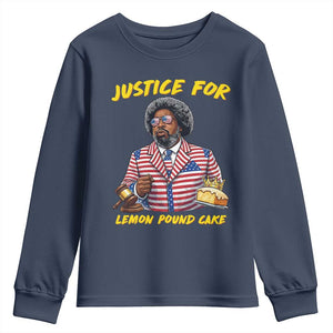Justice for Lemon Pound Cake Funny Viral Meme Youth Sweatshirt Edgy Hip Hop Humor Parody Gift for Rap Fans TS02 Navy Print Your Wear