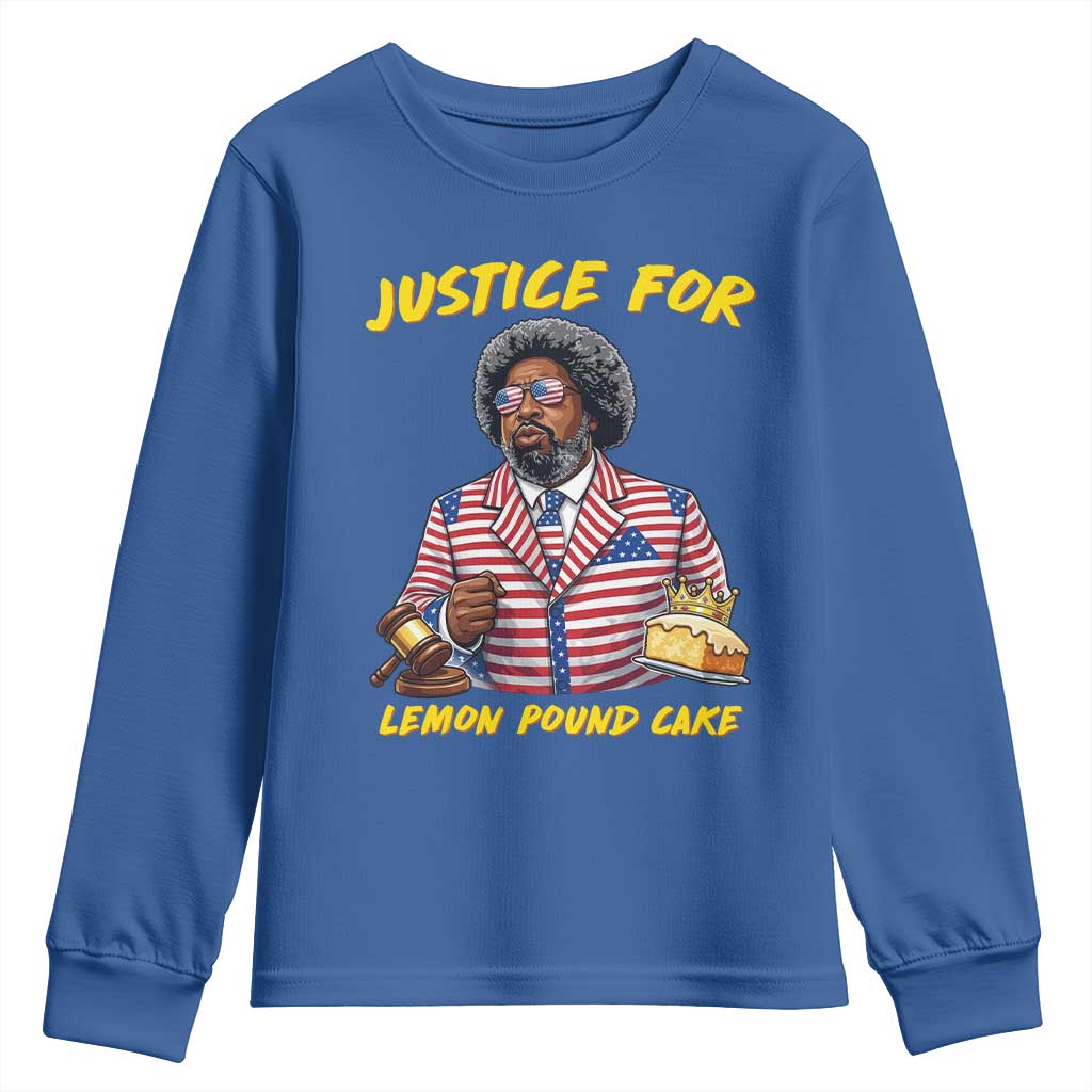 Justice for Lemon Pound Cake Funny Viral Meme Youth Sweatshirt Edgy Hip Hop Humor Parody Gift for Rap Fans TS02 Royal Blue Print Your Wear