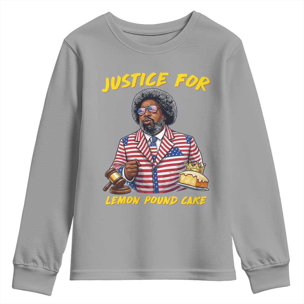 Justice for Lemon Pound Cake Funny Viral Meme Youth Sweatshirt Edgy Hip Hop Humor Parody Gift for Rap Fans TS02 Sport Gray Print Your Wear