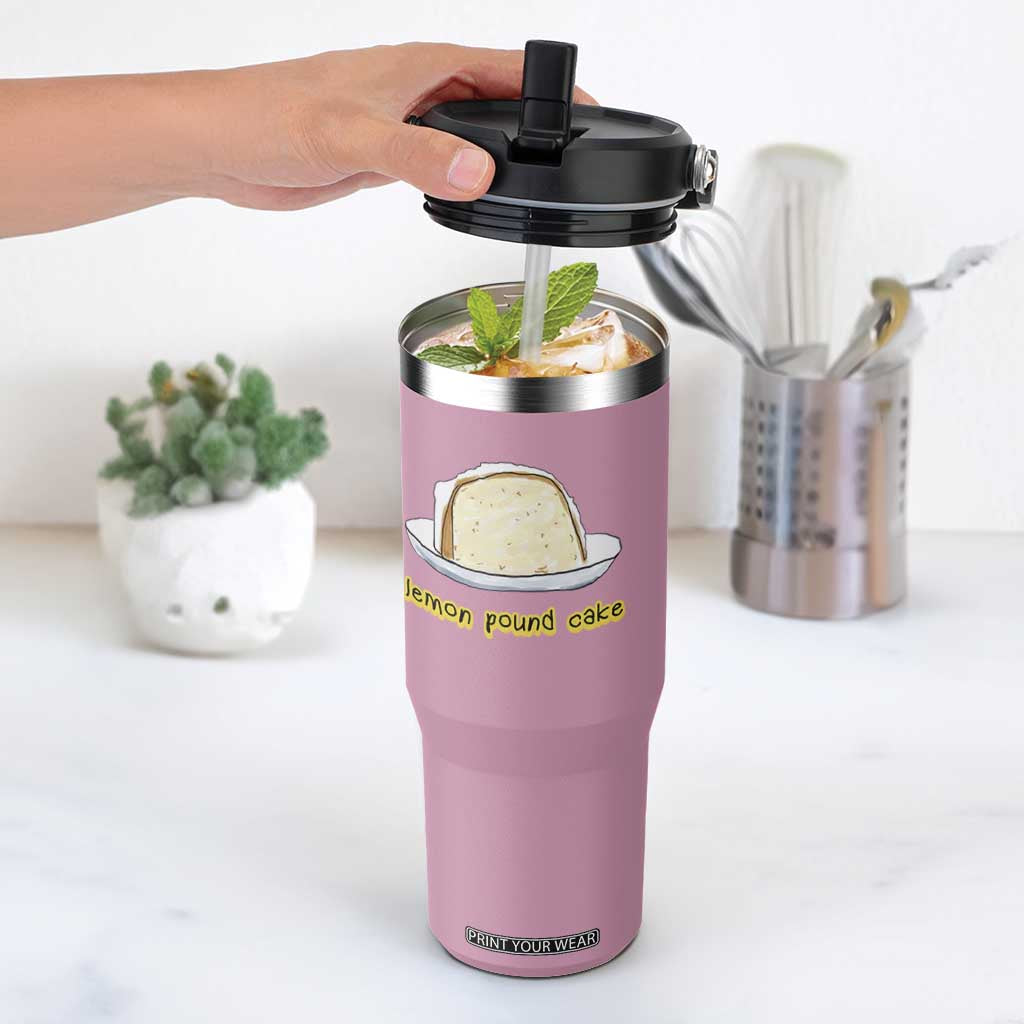 Lemon Pound Cake Funny Meme Flip Straw Tumbler Viral Edgy Hip Hop Humor Parody Gift for Rap Fans TS02 One Size: 30 oz Light Pink Print Your Wear