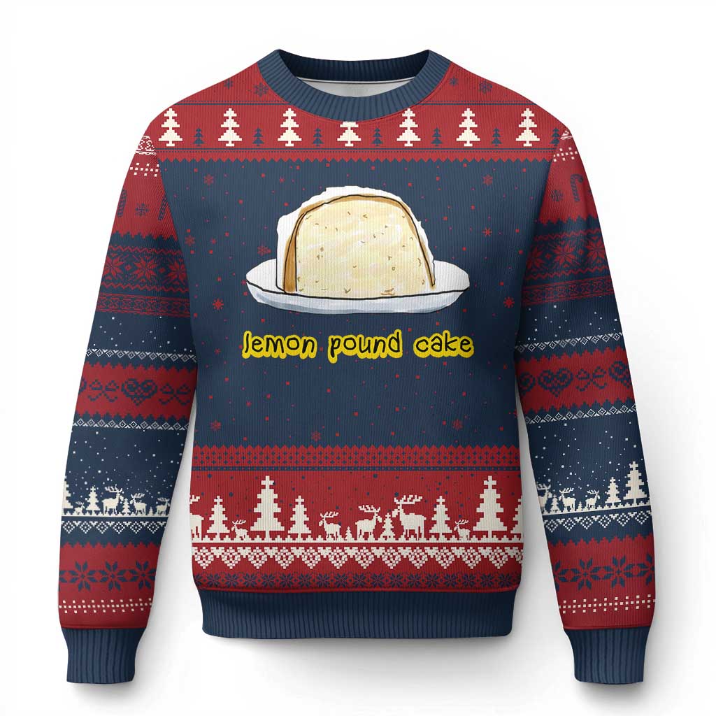 Lemon Pound Cake Funny Meme Ugly Christmas Sweater Viral Edgy Hip Hop Humor Parody Gift for Rap Fans TS02 Navy Red Print Your Wear