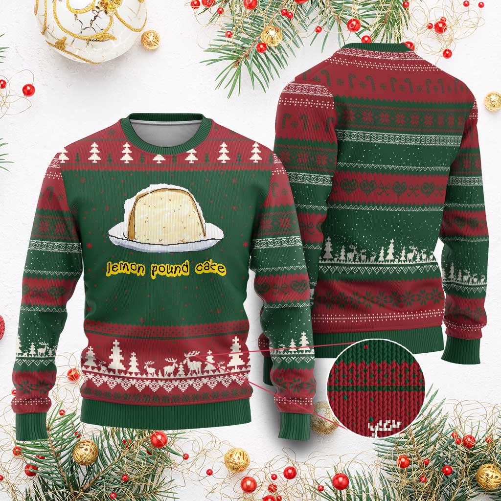 Lemon Pound Cake Funny Meme Ugly Christmas Sweater Viral Edgy Hip Hop Humor Parody Gift for Rap Fans TS02 Red Green Print Your Wear