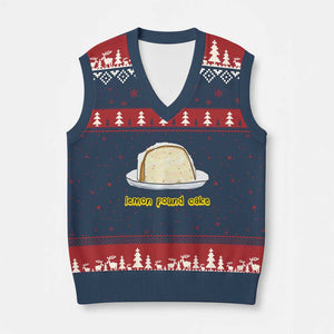 Lemon Pound Cake Funny Meme V-Neck Knit Sweater Vest Viral Edgy Hip Hop Humor Parody Gift for Rap Fans TS02 Navy Red Print Your Wear