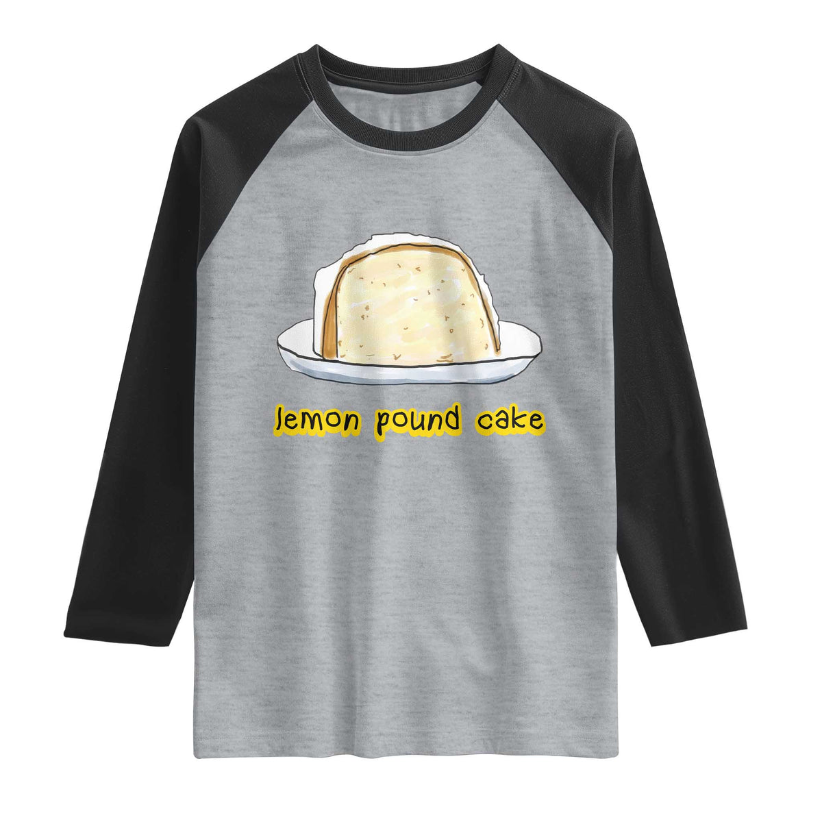 Lemon Pound Cake Funny Meme Raglan Shirt Viral Edgy Hip Hop Humor Parody Gift for Rap Fans TS02 Heather Gray Black Print Your Wear