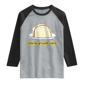 Lemon Pound Cake Funny Meme Raglan Shirt Viral Edgy Hip Hop Humor Parody Gift for Rap Fans TS02 Heather Gray Black Print Your Wear