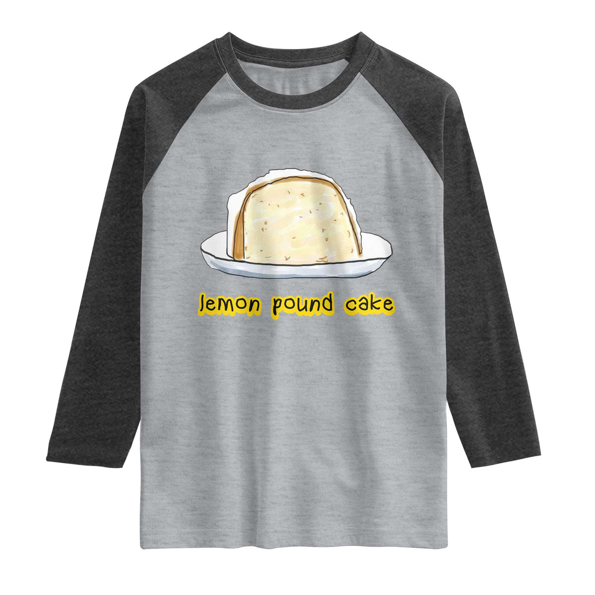 Lemon Pound Cake Funny Meme Raglan Shirt Viral Edgy Hip Hop Humor Parody Gift for Rap Fans TS02 Heather Gray Heather Charcoal Print Your Wear