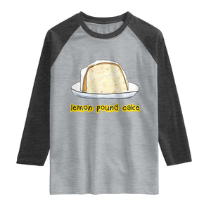 Lemon Pound Cake Funny Meme Raglan Shirt Viral Edgy Hip Hop Humor Parody Gift for Rap Fans TS02 Heather Gray Heather Charcoal Print Your Wear
