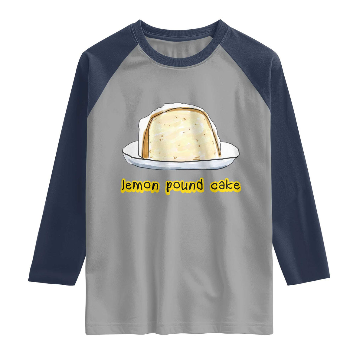 Lemon Pound Cake Funny Meme Raglan Shirt Viral Edgy Hip Hop Humor Parody Gift for Rap Fans TS02 Sport Gray Navy Print Your Wear