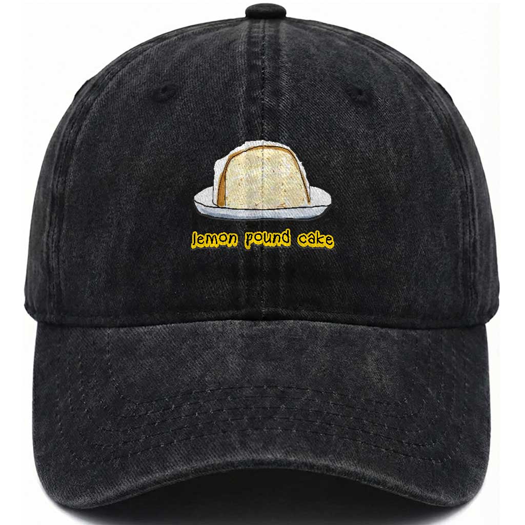 Lemon Pound Cake Funny Meme Washed Cotton Baseball Cap Viral Edgy Hip Hop Humor Parody Gift for Rap Fans