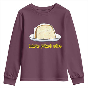 Lemon Pound Cake Funny Meme Youth Sweatshirt Viral Edgy Hip Hop Humor Parody Gift for Rap Fans TS02 Maroon Print Your Wear