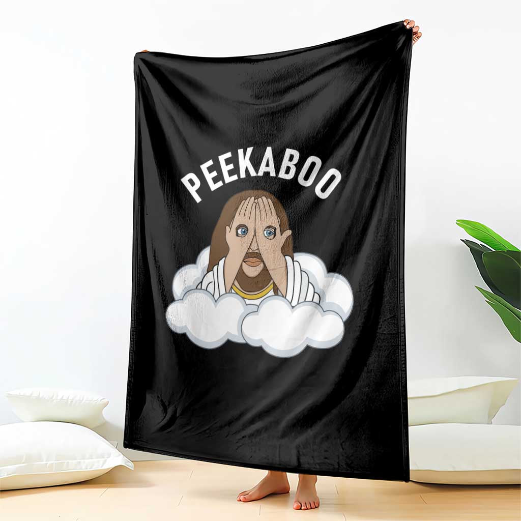 Peekaboo Jesus Funny Christian Throw Blanket Faith Humor Savior in Clouds Religious Meme TS02 Print Your Wear