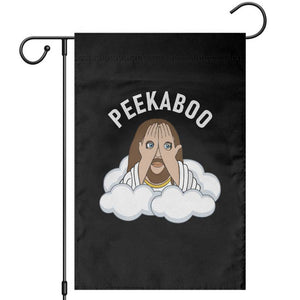 Peekaboo Jesus Funny Christian Garden Flag Faith Humor Savior in Clouds Religious Meme TS02 Black Print Your Wear
