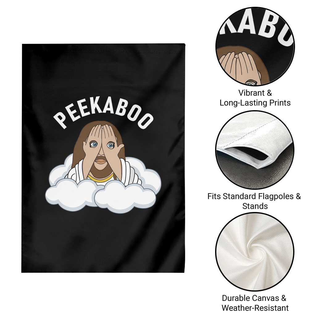 Peekaboo Jesus Funny Christian Garden Flag Faith Humor Savior in Clouds Religious Meme TS02 Print Your Wear