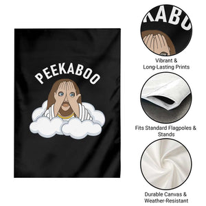 Peekaboo Jesus Funny Christian Garden Flag Faith Humor Savior in Clouds Religious Meme TS02 Print Your Wear