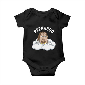 Peekaboo Jesus Funny Christian Baby Onesie Faith Humor Savior in Clouds Religious Meme TS02 Black Print Your Wear