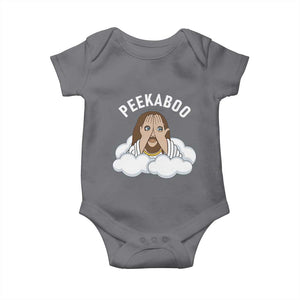Peekaboo Jesus Funny Christian Baby Onesie Faith Humor Savior in Clouds Religious Meme TS02 Charcoal Print Your Wear
