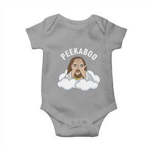 Peekaboo Jesus Funny Christian Baby Onesie Faith Humor Savior in Clouds Religious Meme TS02 Sport Gray Print Your Wear