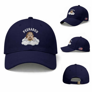 Peekaboo Jesus Funny Christian Baseball Cap Faith Humor Savior in Clouds Religious Meme TS02 Baseball Cap Universal Fit Dark Blue Print Your Wear
