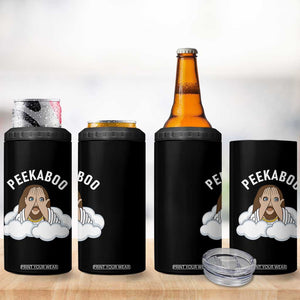 Peekaboo Jesus Funny Christian 4 in 1 Can Cooler Tumbler Faith Humor Savior in Clouds Religious Meme TS02 Print Your Wear