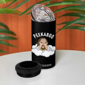 Peekaboo Jesus Funny Christian 4 in 1 Can Cooler Tumbler Faith Humor Savior in Clouds Religious Meme TS02 Print Your Wear