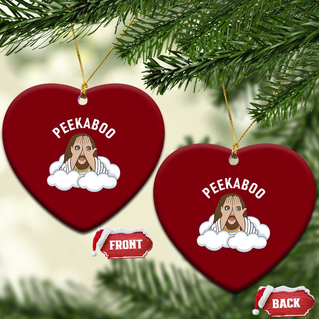 Peekaboo Jesus Funny Christian Ceramic Ornament Faith Humor Savior in Clouds Religious Meme TS02 Print Your Wear