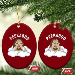 Peekaboo Jesus Funny Christian Ceramic Ornament Faith Humor Savior in Clouds Religious Meme TS02 Print Your Wear