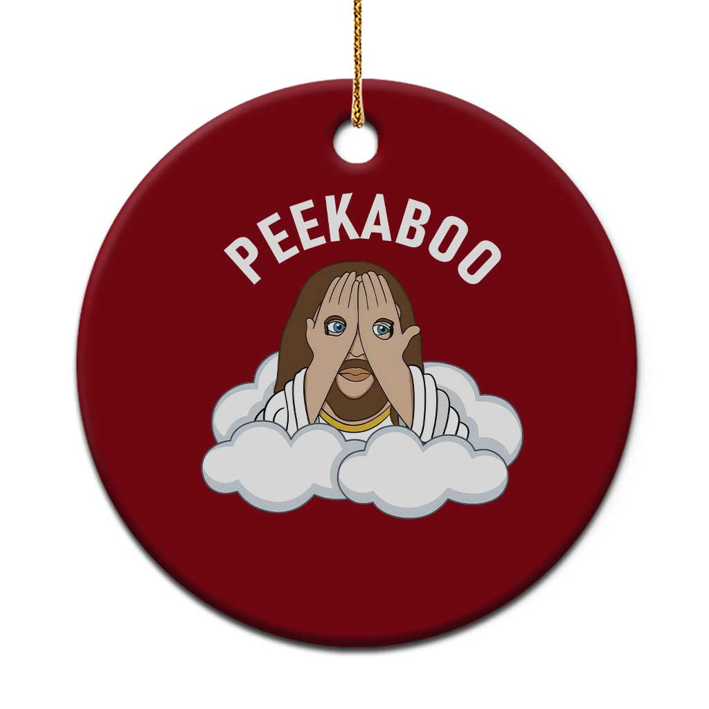 Peekaboo Jesus Funny Christian Ceramic Ornament Faith Humor Savior in Clouds Religious Meme TS02 1pc Red Print Your Wear