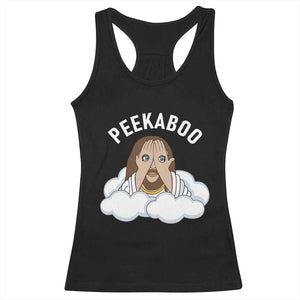Peekaboo Jesus Funny Christian Racerback Tank Top Faith Humor Savior in Clouds Religious Meme TS02 Black Print Your Wear