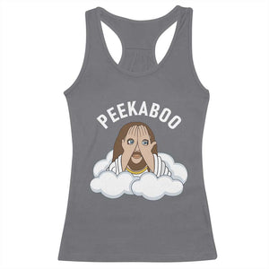 Peekaboo Jesus Funny Christian Racerback Tank Top Faith Humor Savior in Clouds Religious Meme TS02 Charcoal Print Your Wear