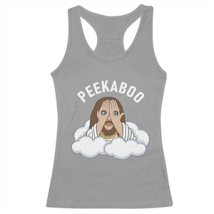 Peekaboo Jesus Funny Christian Racerback Tank Top Faith Humor Savior in Clouds Religious Meme TS02 Sport Gray Print Your Wear