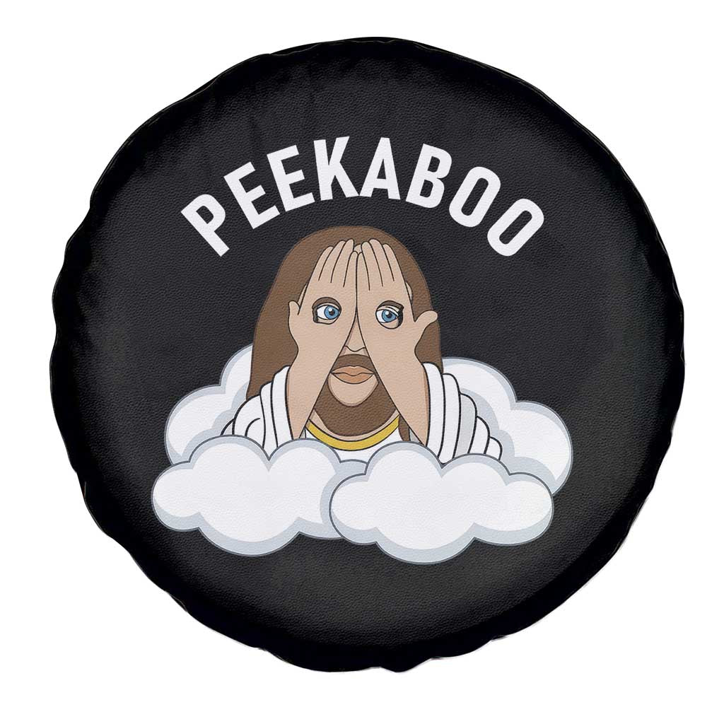 Peekaboo Jesus Funny Christian Spare Tire Cover Faith Humor Savior in Clouds Religious Meme TS02 Print Your Wear