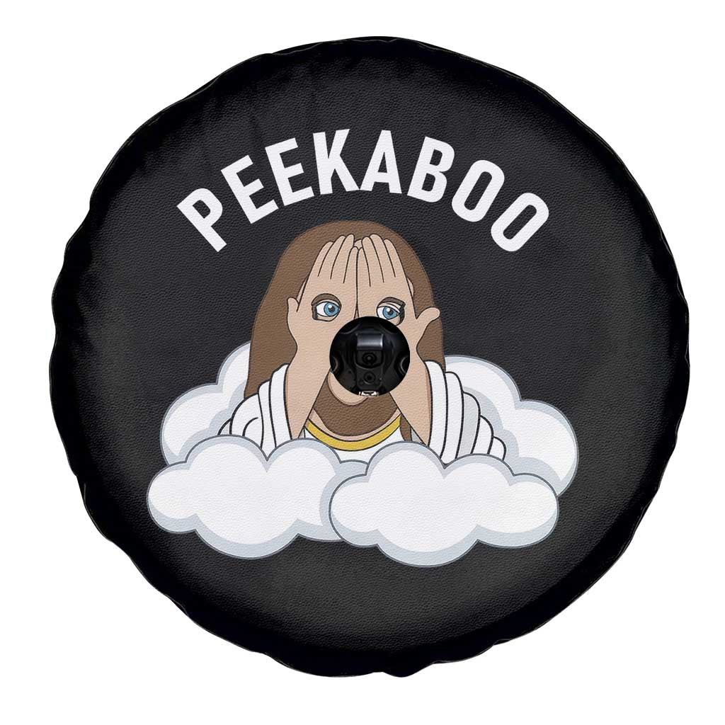 Peekaboo Jesus Funny Christian Spare Tire Cover Faith Humor Savior in Clouds Religious Meme TS02 Print Your Wear