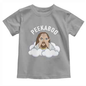 Peekaboo Jesus Funny Christian Toddler T Shirt Faith Humor Savior in Clouds Religious Meme TS02 Sport Gray Print Your Wear