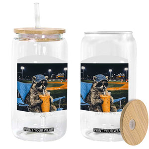 Funny Raccoon Baseball Game Day Meme Glass Can I Live Here Now Trash Panda Iced Coffee Night TS02 Print Your Wear