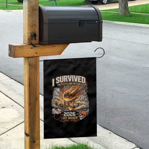 I Survived The Cleveland Meteor 2026 Garden Flag Funny Ohio Apocalypse Meme Vintage Football Fan Humor TS02 Print Your Wear
