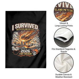 I Survived The Cleveland Meteor 2026 Garden Flag Funny Ohio Apocalypse Meme Vintage Football Fan Humor TS02 Print Your Wear