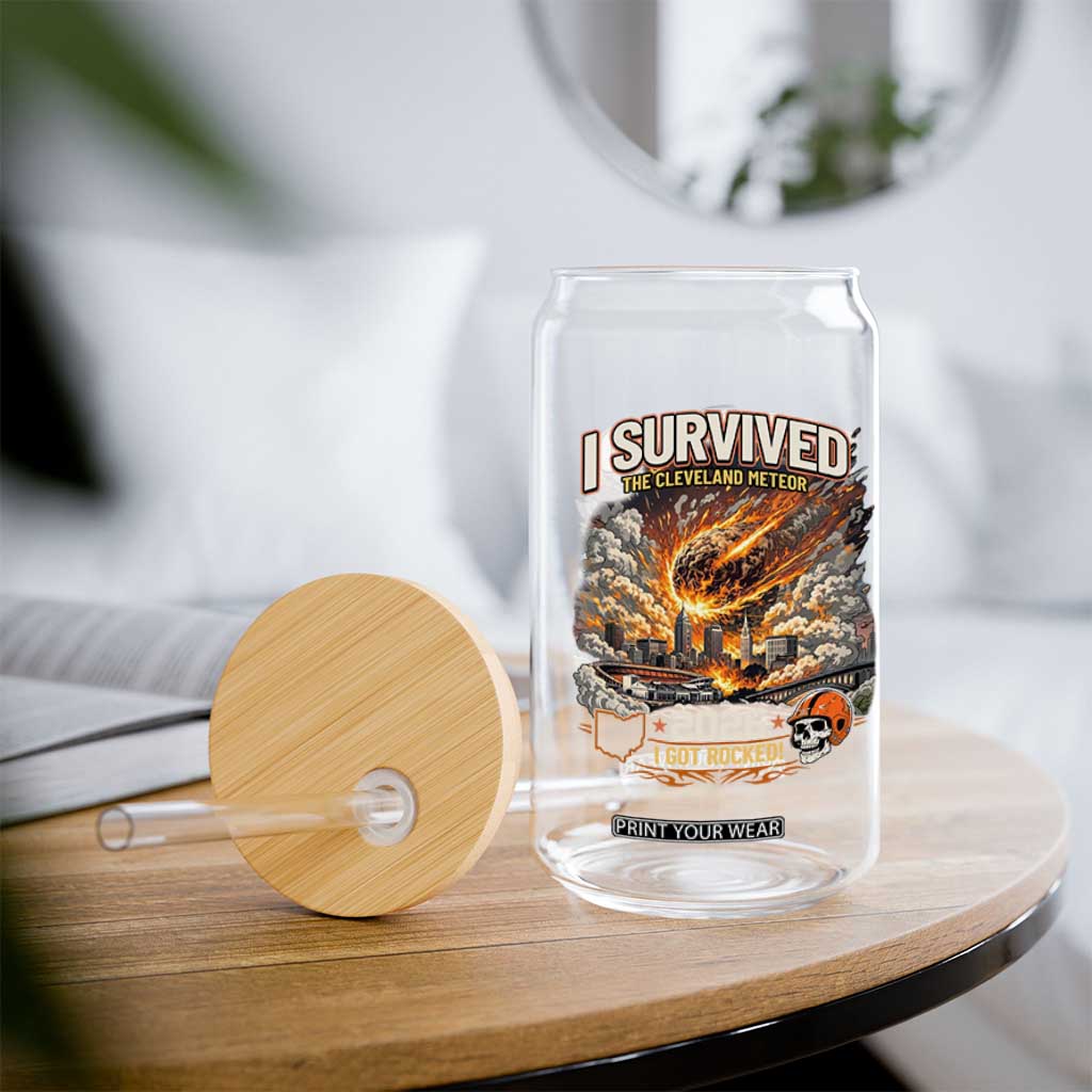 I Survived The Cleveland Meteor 2026 Glass Can Funny Ohio Apocalypse Meme Vintage Football Fan Humor TS02 Print Your Wear