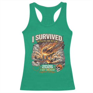 I Survived The Cleveland Meteor 2026 Racerback Tank Top Funny Ohio Apocalypse Meme Vintage Football Fan Humor TS02 Irish Green Print Your Wear